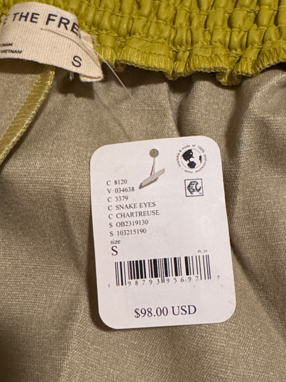 Free People We The Free Paradise Found Vegan Skort Chartreuse Skort SMALL NWT - Picture 12 of 14